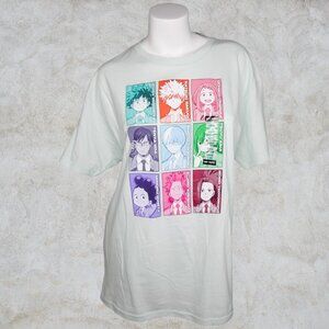 Hot Topic NWT My Hero Academia Light Teal Grid Tee